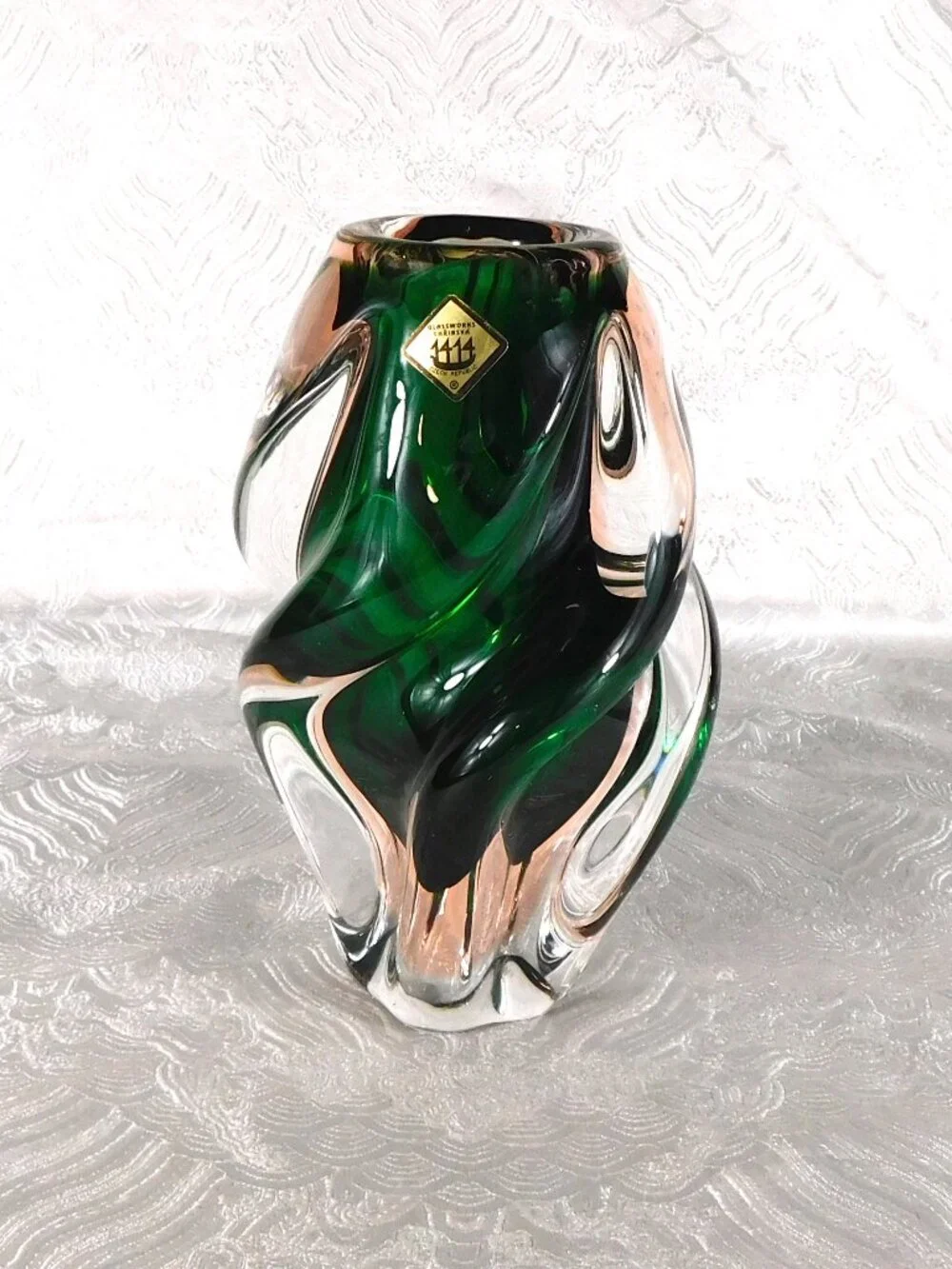 Glassworks Small Green Swirled Glass Vase # 27779